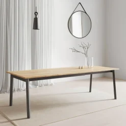 Perfecta Table De Salle à Manger*Bérénice Table extensible en mélaminé chêne naturel avec pieds en métal noir