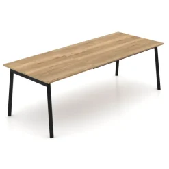 Perfecta Table De Salle à Manger*Bérénice Table extensible en mélaminé chêne naturel avec pieds en métal noir