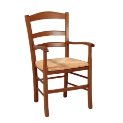 Chaise De Cuisine|Chaise De Salle à Manger*Brocéliande Fauteuil en bois rustique et paille