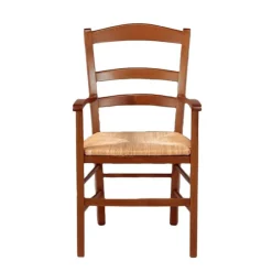 Chaise De Cuisine|Chaise De Salle à Manger*Brocéliande Fauteuil en bois rustique et paille