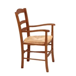 Chaise De Cuisine|Chaise De Salle à Manger*Brocéliande Fauteuil en bois rustique et paille