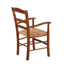 Chaise De Cuisine|Chaise De Salle à Manger*Brocéliande Fauteuil en bois rustique et paille