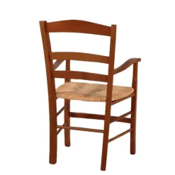 Chaise De Cuisine|Chaise De Salle à Manger*Brocéliande Fauteuil en bois rustique et paille