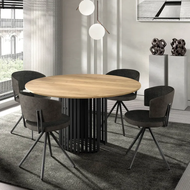 Perfecta Table De Salle à Manger*Canvas Table design ronde avec pied central en métal