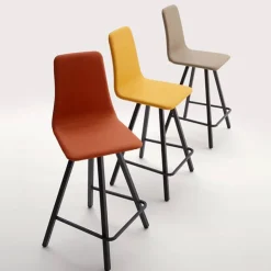 Europea Tabouret Snack (assise +/- 65 Cm)|Tabouret De Bar (assise +/- 80 Cm)*Carlos Tabouret snack pivotant rembourré avec pieds en métal