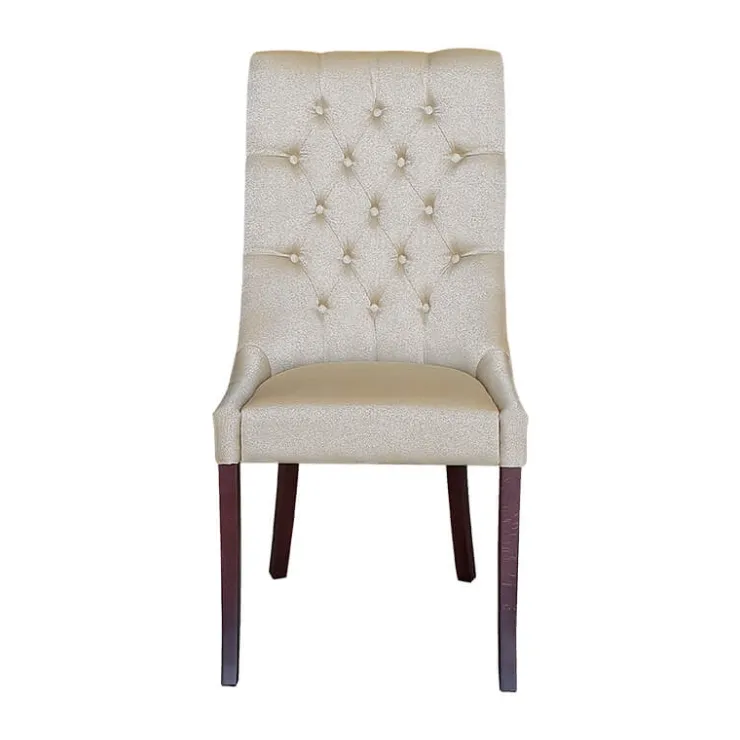 Lujosa Chaise De Salle à Manger|Chaise Salon*Carol Chaise matelassée en tissu pieds bois