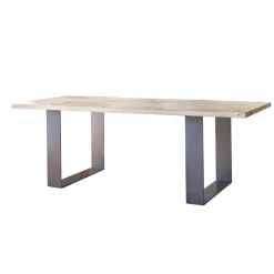 Corom export Table De Salle à Manger*Carte Table industrielle rectangulaire en chêne massif et pieds traineau