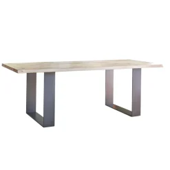 Corom export Table De Salle à Manger*Carte Table rectangulaire industrielle extensible en chêne massif pieds traineau