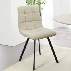 Chaise Salon|Chaise Pour Chambre*CarviChaise moderne matelassée en tissu avec pied en métal