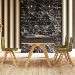 Dasras Table De Salle à Manger*Chevron Table de designer en céramique et bois