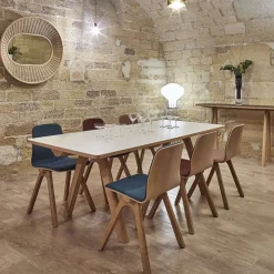 Dasras Table De Salle à Manger*Chevron Table de designer en céramique et bois