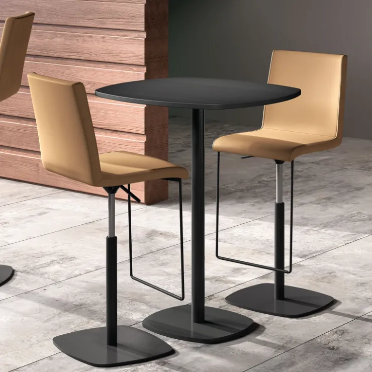 Perfecta Table De Cuisine|Table Pour Petit Espace*Circa Table snack de cuisine carrée aux bords arrondis avec pied central