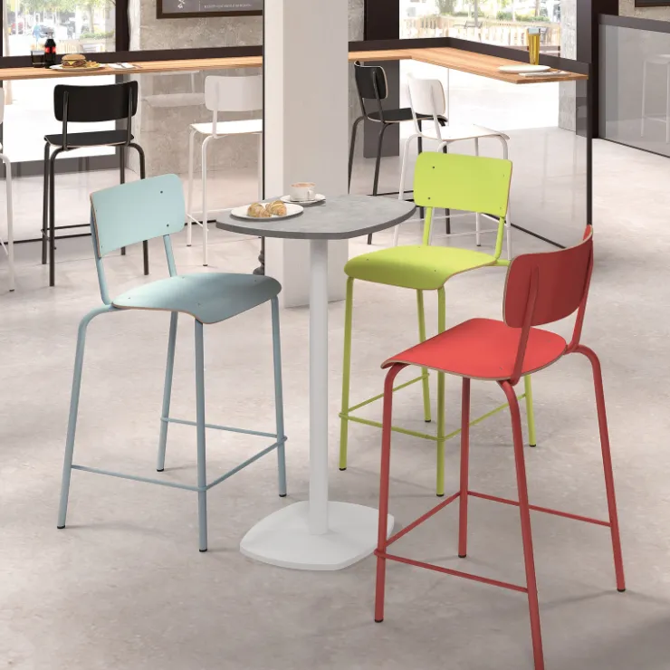 Perfecta Table De Cuisine|Table Pour Petit Espace*Circa Table snack de cuisine carrée aux bords arrondis avec pied central