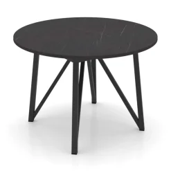 Perfecta Table De Salle à Manger*Clair de Lune Table ronde extensible en stratifié imitation marbre avec pieds en métal anthracite