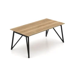Perfecta Table De Salle à Manger*Claire Table design extensible en mélaminé imitation chêne naturel avec pieds en métal noir
