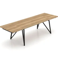 Perfecta Table De Salle à Manger*Claire Table design extensible en mélaminé imitation chêne naturel avec pieds en métal noir