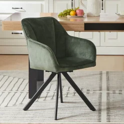 Chaise De Salle à Manger|Chaise De Bureau*ClaudieFauteuil cosy pivotant en tissu avec pieds en métal