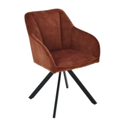 Chaise De Salle à Manger|Chaise De Bureau*ClaudieFauteuil cosy pivotant en tissu avec pieds en métal