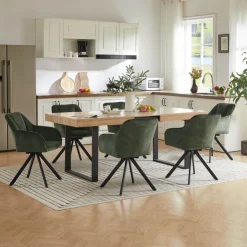 Chaise De Salle à Manger|Chaise De Bureau*ClaudieFauteuil cosy pivotant en tissu avec pieds en métal