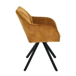 Chaise De Salle à Manger|Chaise De Bureau*ClaudieFauteuil cosy pivotant en tissu avec pieds en métal