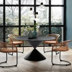 Midj Table De Salle à Manger*Clessidra ® Table ronde design plateau céramique pied central sablier