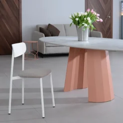 Carrier Chaise De Salle à Manger*Colette ® Chaise française en métal avec assise en tissu rembourrée