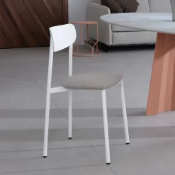 Carrier Chaise De Salle à Manger*Colette ® Chaise française en métal avec assise en tissu rembourrée