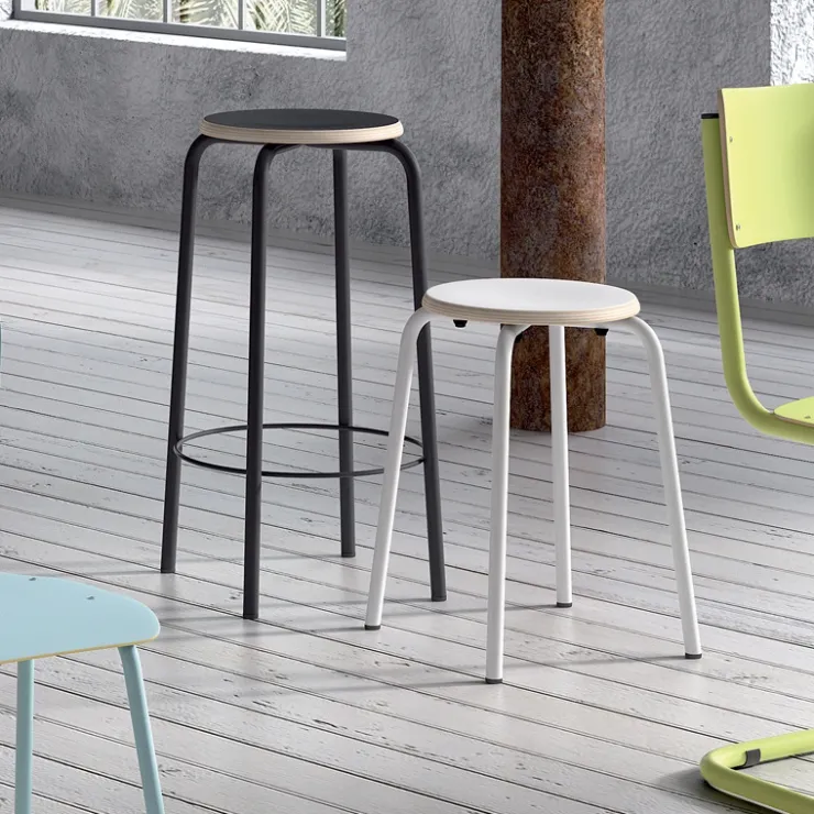 Perfecta Tabouret Bas (assise +/- 45 Cm)*Collège Tabouret bas vintage en métal et bois