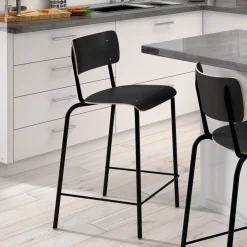 Perfecta Tabouret Snack (assise +/- 65 Cm)|Tabouret De Bar (assise +/- 80 Cm)*Collège Tabouret snack vintage avec dossier en bois et métal