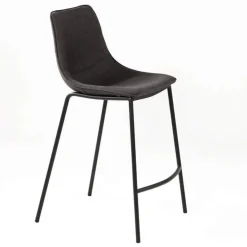 Tabouret Snack (assise +/- 65 Cm)|Tabouret De Bar (assise +/- 80 Cm)*CoqueTabouret snack coque en tissu gris et pieds en métal noir