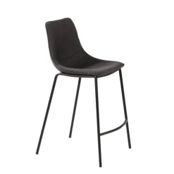 Tabouret Snack (assise +/- 65 Cm)|Tabouret De Bar (assise +/- 80 Cm)*CoqueTabouret snack coque en tissu gris et pieds en métal noir