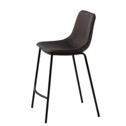Tabouret Snack (assise +/- 65 Cm)|Tabouret De Bar (assise +/- 80 Cm)*CoqueTabouret snack coque en tissu gris et pieds en métal noir