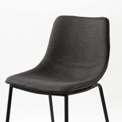 Tabouret Snack (assise +/- 65 Cm)|Tabouret De Bar (assise +/- 80 Cm)*CoqueTabouret snack coque en tissu gris et pieds en métal noir