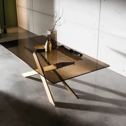 Sovet Italia Table De Salle à Manger*Cross Sovet® Table de salle à manger design en verre et métal