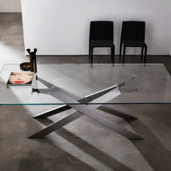 Sovet Italia Table De Salle à Manger*Cross Sovet® Table de salle à manger design en verre et métal
