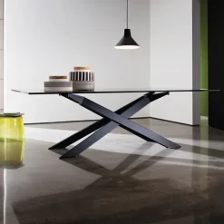 Sovet Italia Table De Salle à Manger*Cross Sovet® Table de salle à manger design en verre et métal