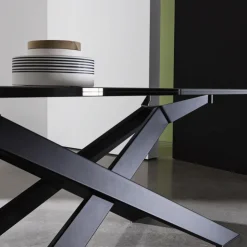 Sovet Italia Table De Salle à Manger*Cross Sovet® Table de salle à manger design en verre et métal