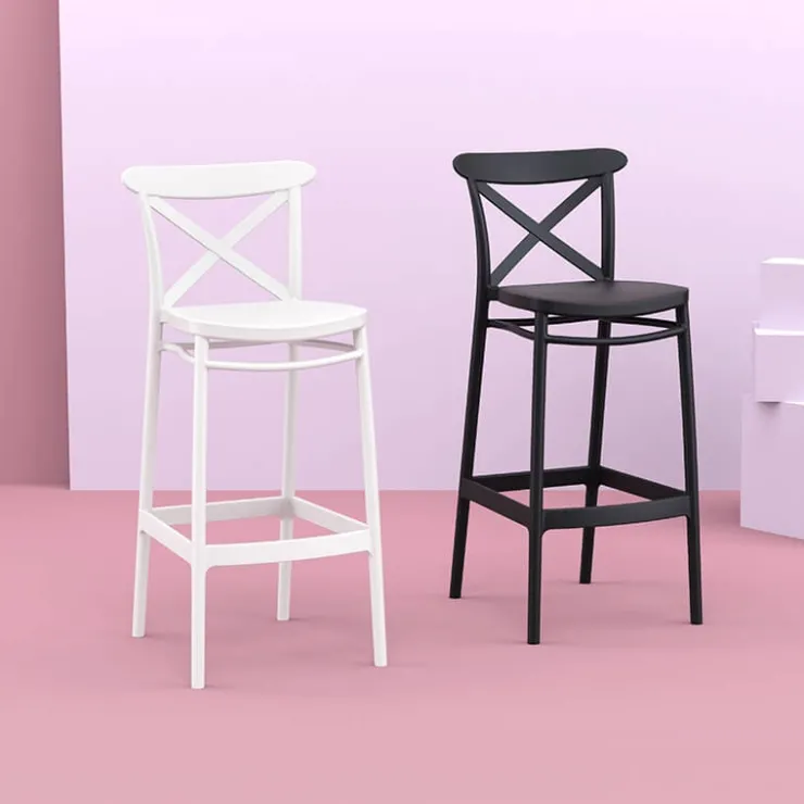 Tabouret De Bar (assise +/- 80 Cm)*Cross Tabouret de bar moderne avec dossier en polypropylène