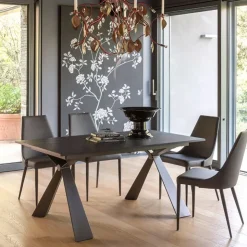 Altacom Table De Salle à Manger*Delta Table design italienne extensible en mélaminé et pieds en X