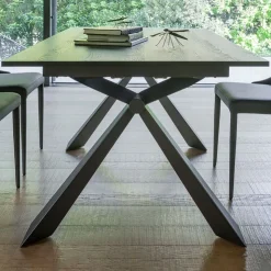Altacom Table De Salle à Manger*Delta Table design italienne extensible en mélaminé et pieds en X