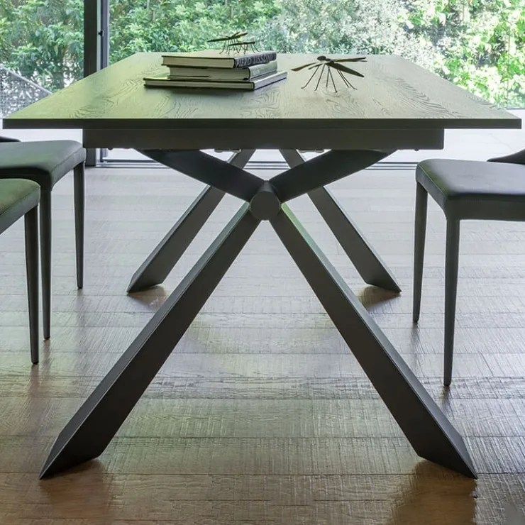 Altacom Table De Salle à Manger*Delta Table design italienne extensible en mélaminé et pieds en X