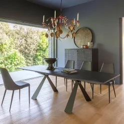 Altacom Table De Salle à Manger*Delta Table design italienne extensible en mélaminé et pieds en X