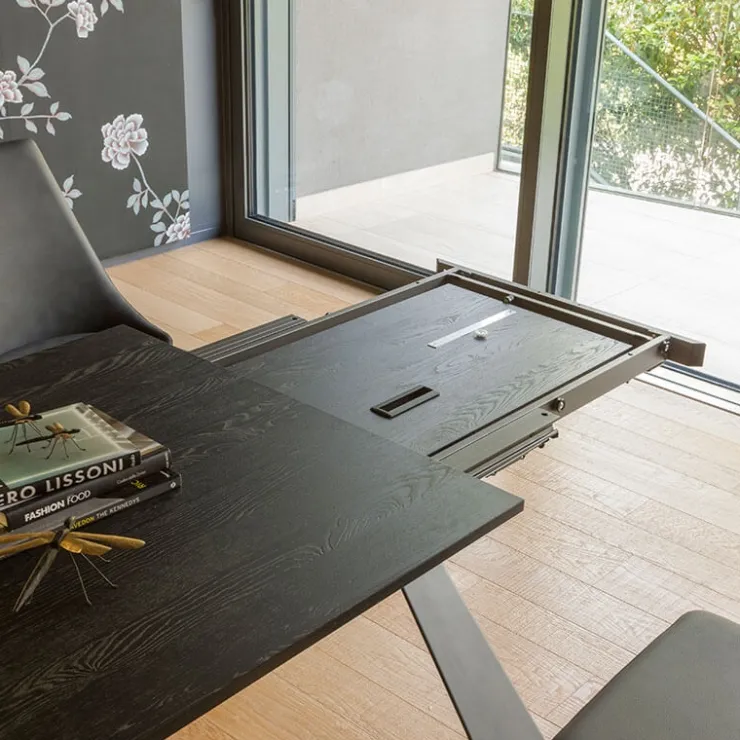 Altacom Table De Salle à Manger*Delta Table design italienne extensible en mélaminé et pieds en X