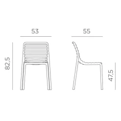 Chaise De Jardin*Doga bistrot Chaise de jardin design empilable sans accoudoirs de fabrication italienne