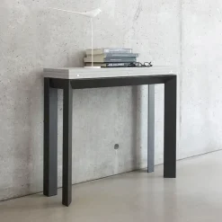 Altacom Table Pour Petit Espace*Domino Console extensible en mélaminé et pieds en métal