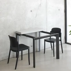 Altacom Table Pour Petit Espace*Domino Console extensible en mélaminé et pieds en métal