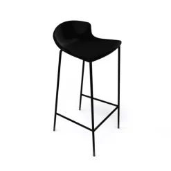 Tabouret Snack (assise +/- 65 Cm)|Tabouret De Bar (assise +/- 80 Cm)*Easy Tabouret empilable snack avec coque en technopolymère noir et pieds en métal noir