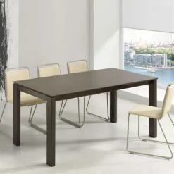 Pure design Table De Cuisine*Evento Table rectangulaire extensible avec plateau en dekton et pieds en métal