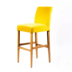 Sessio Tabouret De Bar (assise +/- 80 Cm)*Fritz line Tabouret de bar avec dos en tissu matelassé et pieds en bois