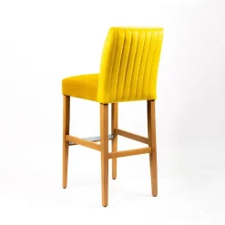 Sessio Tabouret De Bar (assise +/- 80 Cm)*Fritz line Tabouret de bar avec dos en tissu matelassé et pieds en bois